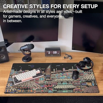 MPCO. Original Large Gaming Desk Mat – 36" x 17" Aeroglyde Masterpiece Ichiba-Night Full Desk Mouse Pad for Smooth Precision – Non-Slip, Washable Extra-Large PC Mouse Pad for Gaming Sessions - color: AeroGlyde Ichiba-Night