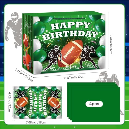Hooqict Football Gift Bag Football Birthday Party Gift Wrapping Bag with Tissue Paper and Greeting Card for Boys Men Sport Birthday Football Bag Goodie Treat Party Favors - color: Football