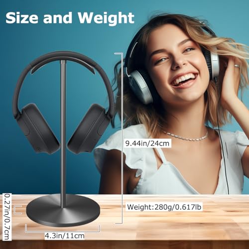 Headphone for Desk Hanger Holder Organizer Keeper Racks Storage Mount Gaming Headset Stand Premium Functional Craftmanship Headset Stand (Metallic Black) - color: metallic black