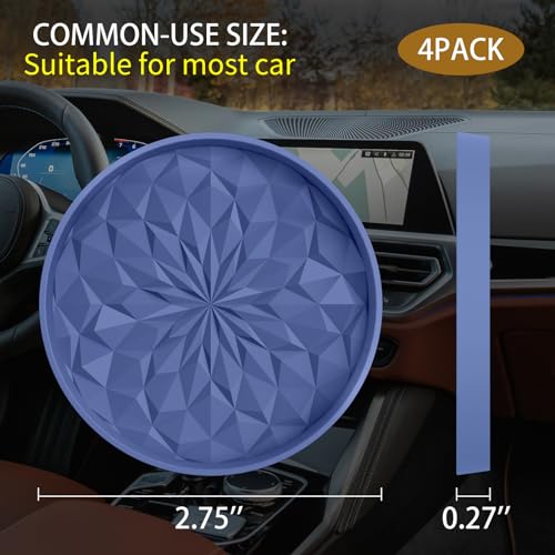 ME.FAN Car Coasters for Cup Holders [4 Pack] - 2.75In Silicone Auto Mug Mats - Universal Non-Slip Recessed Car Interior AccessoriesNavy Blue - color: 4pack-navy Blue