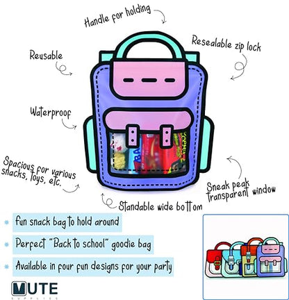 20 Pack Goodie Bags for Kids Birthday Party Supplies - Bulk Gift Bag for Favors, Food, and Candy with Resealable Ziplock Seal (Purple/Large) - color: Purple/Large