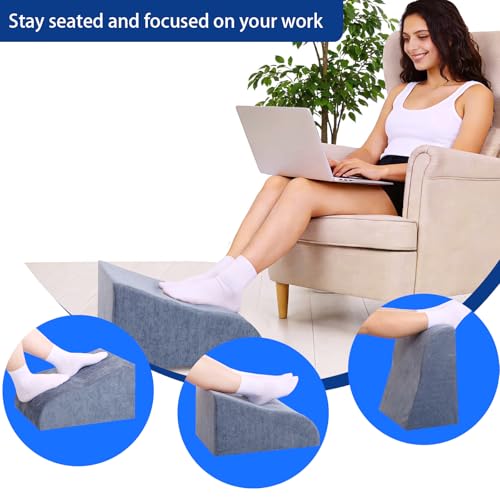 Foot Rest for Under Desk at Work, Ergonomic Under Desk Footrest with Washable Cover for Office, Home & Gaming Leg Elevation Pillow Blue - color: B-blue