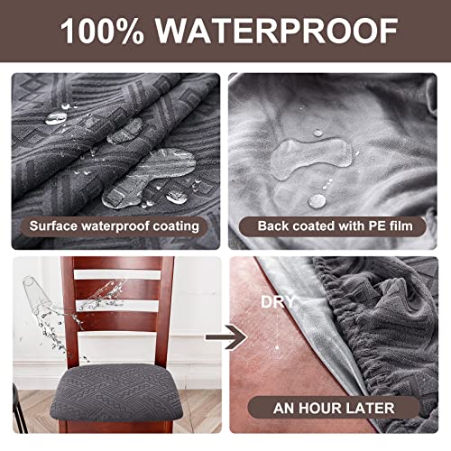 Genina Waterproof Chair Seat Covers Dining Room Chair Covers Stretch Seat Cover for Dinning Room Chair Protector Slipcovers for Kitchen, Hotel (2, Pattern1-Dark Gray) - color: Pattern1-dark Gray