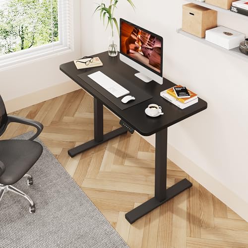 One-Piece Standing Desk 47 x 24 Inches, Small Adjustable Height Desk， Electric Sit Stand Desks Home Office Computer Workstation, Black - color: Black, size: 4724