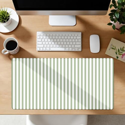 Sage Green Striped Desk Mat Cute Pastel XXL Large Gaming Mouse Pad Desk Pad Kawaii Aesthetic Home Office Decor Cozy Keyboard Laptop Computer Mat - color: A2- Sage Green