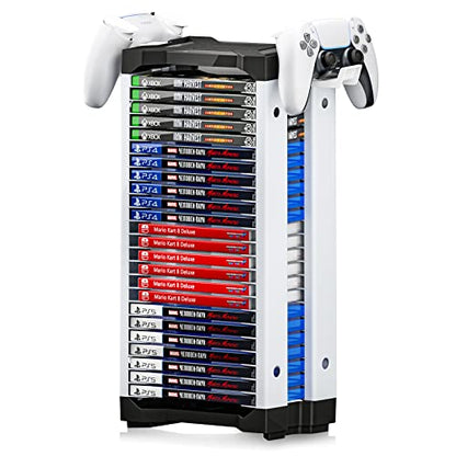Nargos Video Game Storage Tower Universal for PS5/PS4/PS3/PS2/Xbox One/Xbox 360 And Xbox Series X/S/Wii/Switch/Switch 2 Game Cases, DVD And Blu-Ray Disks, Organizer Para Juegos, Regalo Gamer (23 Pcs) - size: 23 Pcs