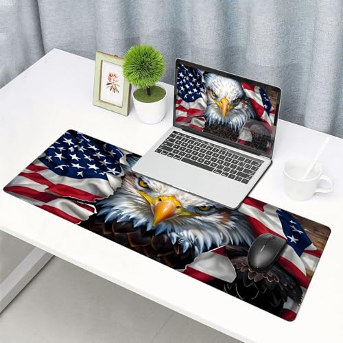 Large Gaming Mouse pad,Eagle, National Flag Anti Slip Rubber Base Mouse pad, Suitable for Computer, Laptop, Office Desk Accessories - color: Eagle, national flag