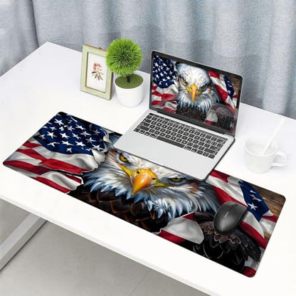 Large Gaming Mouse pad,Eagle, National Flag Anti Slip Rubber Base Mouse pad, Suitable for Computer, Laptop, Office Desk Accessories - color: Eagle, national flag