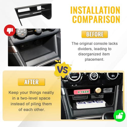 Center Console Organizer Compatible with Subaru Forester 2019 2020 2021 2022 2023 2024 Accessories, Middle Console Storage Box Insert Tray with Charging Hole (NOT for XT or 2025 Models)