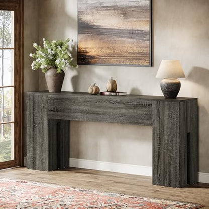 Tribesigns 71-Inch Long Console Table for Entryway, Farmhouse Sofa Console Behind Couch, Entry Table for Hallway, Foyer, Living Room, Gray - color: Grey