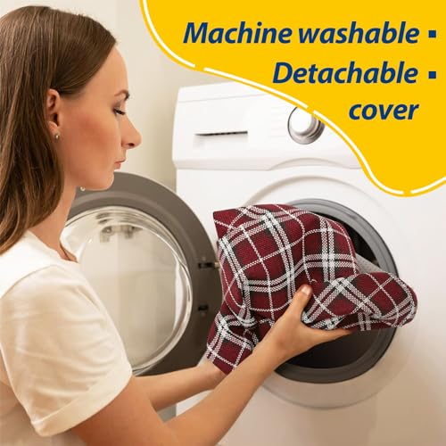 AAAAAcessories D-Shaped Chair Cushions, 2" Thick Dining Chair Pads with Ties and Removable, Machine-Washable Cover, 17" x 16", Set of 4, Red Checkered - color: Red Checkered, size: 4 Count(Pack of 1)