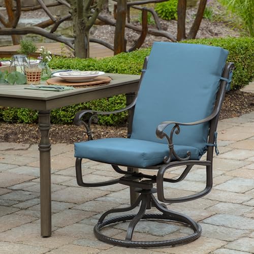 Arden Outdoor Midback Chair Cushion, 18 x 16.5, Rain-Proof, Fade Resistant French Blue Texture - color: French Blue Texture
