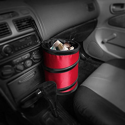 FH Group Automotive Waterproof Portable Collapsible Small Trash Can Garbage Container fits Most Cars,Waterproof,Polyethylene, SUVs, and Trucks Red - color: Red, style: Small