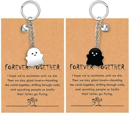 PRCOLUX Funny Cute Ghost Keychain Gifts for Sisters Boyfriend Girlfriend Couple Halloween Christmas Birthday Graduation Gifts - style: Ghost Couple