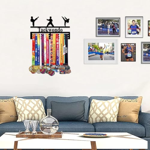 Resama Medal Hanger Holder Display Wall Rack Frame Shelf-Medal Hanger Awards Ribbon Soccer,Gymnastics,Holder Display Rack for 60 Medals - color: Taekwondo
