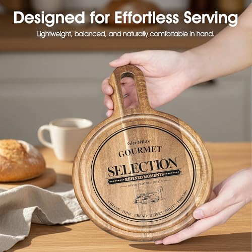 Mini Charcuterie Board Set with Handle, 2-Piece Small Acacia Wood Serving Tray & Wooden Cutting Board for Cheese, Fruit, Appetizers & Entertaining Gift - size: 10 inch