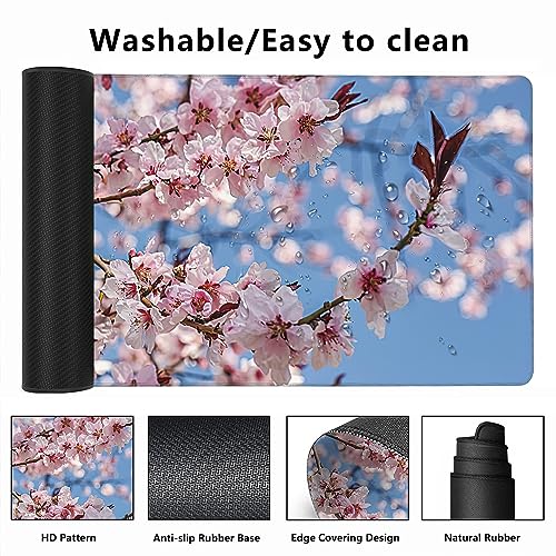 MIOAOSRT Desk Mat,Beautiful Blooming Flower Large Gaming Mouse Pad with Stitched Edges,Non-Slip Computer Mouse Pad for Desk,Extended XXL Keyboard and Mouse Pad 35.4x15.75 in - color: Beautiful Blooming Flower