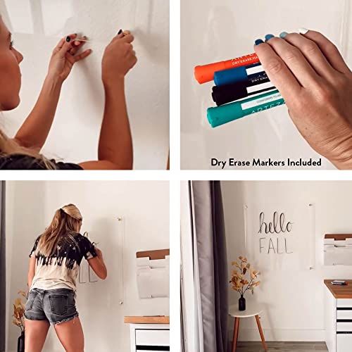 Acrylic Dry Erase Board for Wall with Stylish Border - Shipped Next Day, Made in USA, Non-Magnetic Whiteboard, Wall Mounted Board, Easy to Clean (Clear - 12x18) - color: Lavendar - Clear, size: 12"x18"