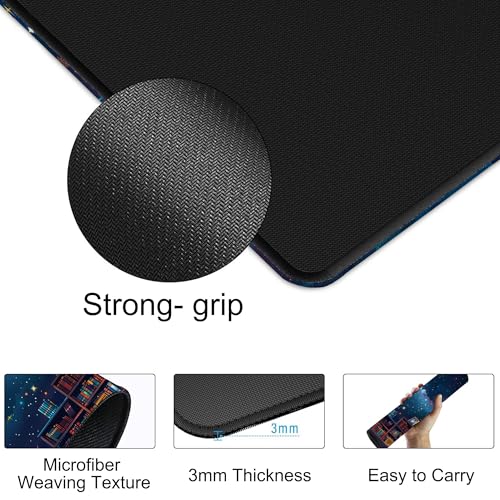 Cosmic Library Floating Amidst The Stars Gaming Mouse Pad 35.4 x 15.7 Inches with Non-Slip Rubber Base, Smooth Cloth Surface Desk Keyboard Mat for Computer, PC, Laptop, Desktop - color: Cosmic Library Floating Amidst The Stars