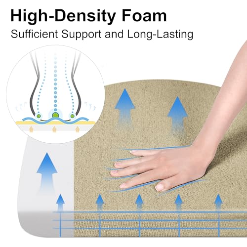 Shinnwa Dining Chair Cushions, Non-Slip Kitchen Chair Cushions with Ties and Machine Washable Cover, 17 x 16.5 x 2in, Natural Linen - color: Natural Linen