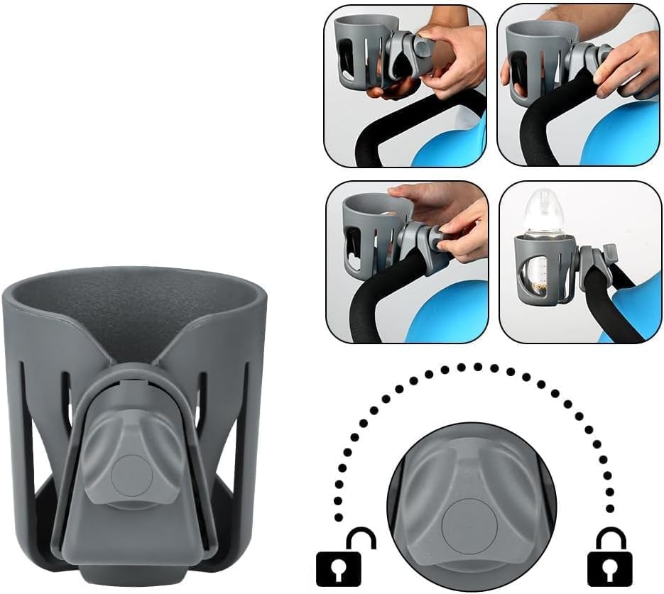 New Stroller Cup Holder for Stanley Quencher H2.0 (30 & 40 Oz. Models), Also Compatible with Stanley IceFlow (20 & 30 Oz. Models) - Gray - color: gray