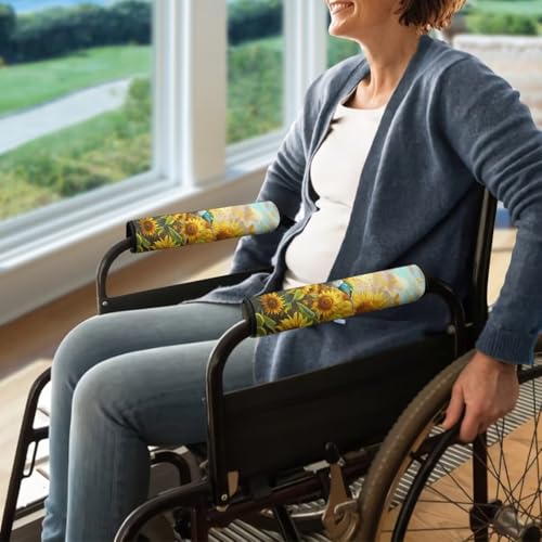 Wheelchair Armrest Covers Wheel Chair Accessories Adults 2 Pack Wheelchair Arm Pads for Office Transport Chair Pressure Relief Hummingbird - color: Hummingbird