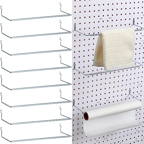 Nuanchu 8 Pcs Paper Towel Holder for Pegboard Extendable Peg Board Organizer Accessories Pegboard Towel Holder Accessories for Craft Room Laundry Room Kitchen Bathroom(Silver,11x4 Inch) - color: Silver