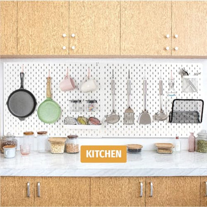White Pegboard S Hooks for IKEA SKADIS, 16 Pack | Compatible with IKEA SKADIS Pegboard, Rust Resistant Steel Hooks, 18 lb Load Capacity for Kitchen, Office, Craft - style: White S Hook