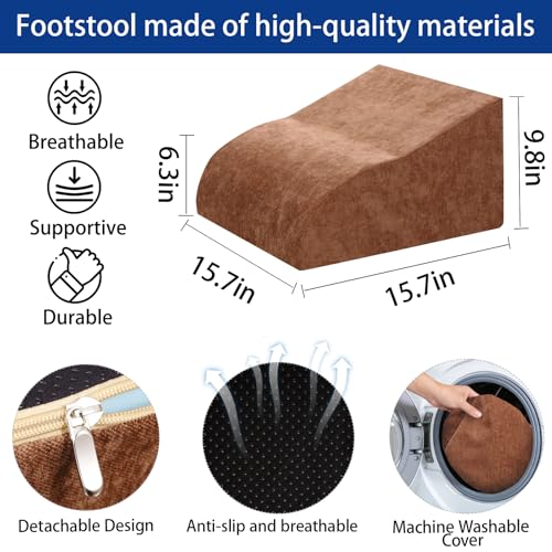 Foot Rest for Under Desk at Work, Ergonomic Under Desk Footrest with Washable Cover for Office, Home & Gaming Leg Elevation Pillow Brown - color: D-brown