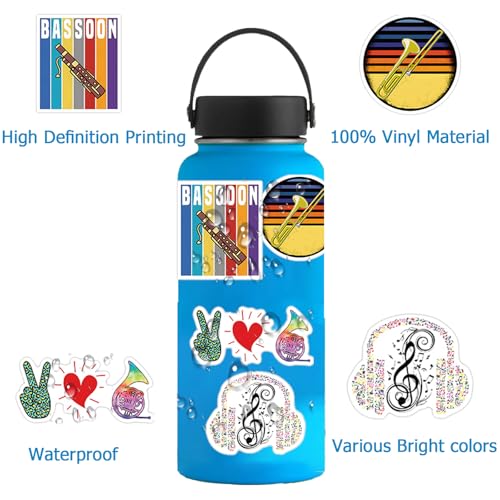 108PCS Orchestral Music Stickers, Vinyl Music Stickers for Water Bottle Laptop Luggage Guitar Gifts for Adult Youth Teacher Students - style: Orchestral Music Stickers