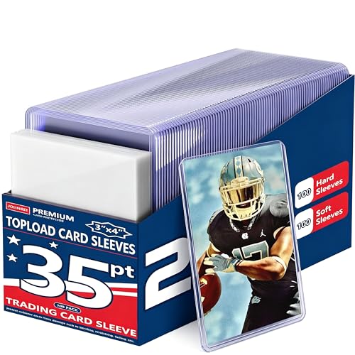 JohnBee Card Sleeves - 3"x4" Rigid Toploaders for Cards, Hard Plastic Card Protectors, Premium Trading Card Sleeves Fit for Sports Cards & All Standard Trading Cards (100HardSleeves+100SoftSleeves) - size: 100 Soft Sleeves + 100 Hard Sleeves