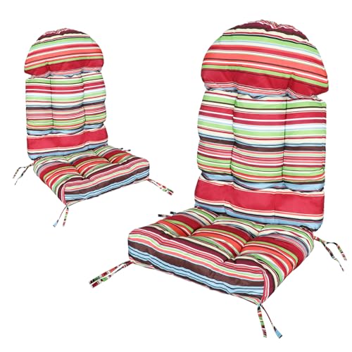 Adirondack Chair Cushions Set of 2, Rocking Chair Cushions High Back, Thickened Patio Chair pad for Indoor and Outdoor, 44''L x 19''W x 4''H - color: Rainbow Stripes, size: Set of 2