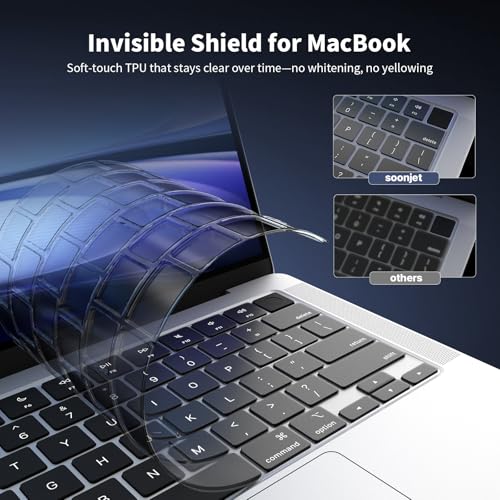 Soonjet Ultra Thin Keyboard Cover for 2025-2021 M5/M4/M3/M2/M1 Pro/Max MacBook Pro 14/16, M5-M2 MacBook Air 13/15, MacBook Neo, Premium TPU Keyboard Protector - Clear - color: Clear