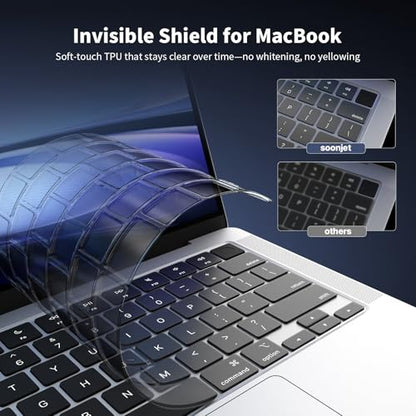 Soonjet Ultra Thin Keyboard Cover for 2025-2021 M5/M4/M3/M2/M1 Pro/Max MacBook Pro 14/16, M5-M2 MacBook Air 13/15, MacBook Neo, Premium TPU Keyboard Protector - Clear - color: Clear