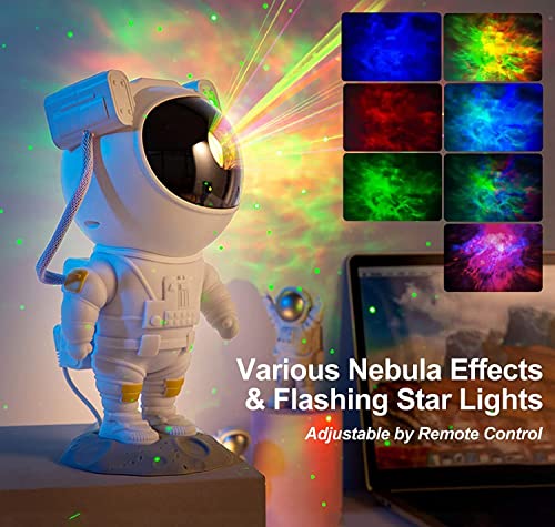SFOUR Astronaut Galaxy Projector, Star Projector Night Light with Remote Control & Timer, 360° Rotatable Head, 8 Nebula Effects, Adjustable Brightness for Kids Bedroom, Home Party Decor, Birthday Gift - color: White