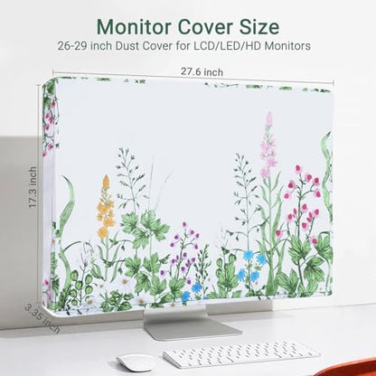 MOSISO Monitor Dust Cover 26,27,28,29 inch Anti-Static Dustproof LCD/LED/HD Panel Case Lush Weeds Computer Screen Protective Sleeve Compatible with iMac 27 inch, 26-29 inch PC, Desktop and TV, White - size: 26-29 inch