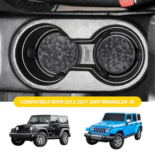 Cup Holder Inserts Coaster Compatible with 2012-2017 Jeep Wrangler JK 2/4 Door Accessories, Center Console Cupholder Pad, Non-Slip Drink Liner, Original Design, TPE, 2-Pcs Front Only - size: 2 Pack for JK Front