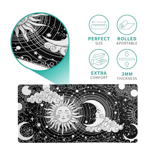 Magic Astrology Extended Big Mouse Pad Large, Gaming Mouse Pad Desk Pad,27.6x11.8 Inch Long Computer Keyboard Mouse Mat Black Mousepad with 3mm Non-Slip Base and Stitched Edge for Gaming and Office - color: Magic Astrology