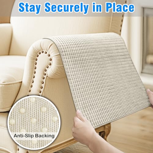 Couch Arm Covers, Sofa Arm Covers, Waterproof Armrest Cover for Sofa, Armchair, Loveseat, Headrest Cover, Non-Slip Recliner Arm Cover, Arm Chair Covers Set of 2 (Taupe, 19"×19") - color: Taupe, size: 19" x 19" - 2 pcs