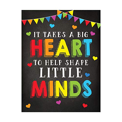 Andaz Press Classroom Teacher Wall Art Decor Poster Signs, 8.5x11-inch, It Takes a Big Heart To Shape Little Minds, 1-Pack, Unframed, Inspirational Motivational Quotes Decorations - color: Big Heart