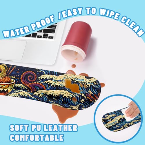 Ramen Desk Mat Set Funny Octopus Japanese Cartoon Large Mouse Pad with Wrist Rest 4in1 Desk Mat for Desktop Ergonomic Keyboard Wrist Support Anti-Slip Computer Ergonomic Mouse Pad Home Office Gaming - color: Ramen