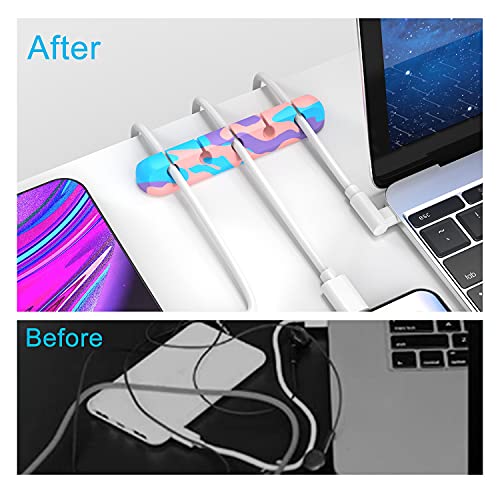 INCHOR Cable Organizer, Cord Organizer Cable Management, Cable Clips USB Cable Holder Wire Organizer Cord Clips,(5, 3 Slots Colourful) - color: Multi