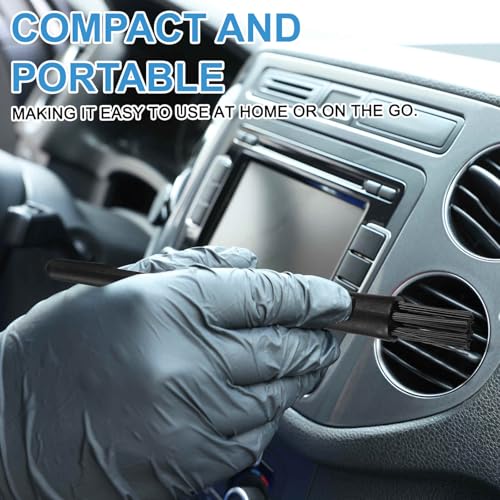 HARFINGTON 6pcs Antistatic Brush 18x9mm Portable PP Handle Nylon Anti Static Cleaning ESD Brushes for Electronics Computer Keyboard, Black