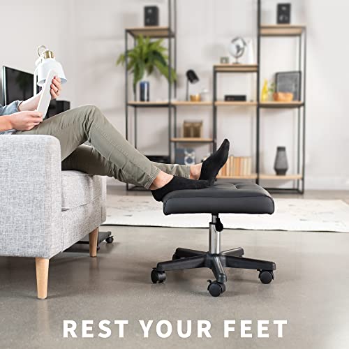 VIVO Mobile Under Desk Leg Rest Ottoman Adjustable Foot Stool for Home Office, Black, CHAIR-S04F