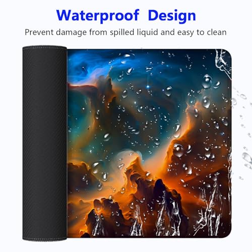 Large Gaming Mouse pad,Deep Starry Sky Nebula Blue Anti Slip Rubber Base Mouse pad, Suitable for Computer, Laptop, Office Desk Accessories - color: Deep Starry Sky Nebula Blue