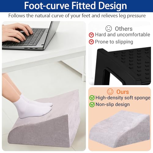 Foot Rest for Under Desk at Work, Ergonomic Under Desk Footrest with Washable Cover for Office, Home & Gaming Leg Elevation Pillow Light Gray - color: J-light Gray