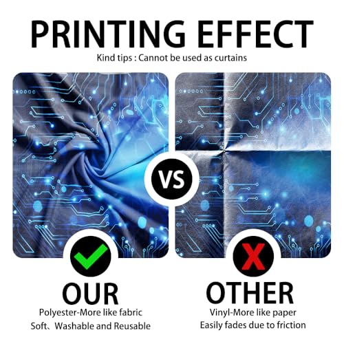 7x5ft Circuit Board Blue Glow Photo Backdrop Tech Theme Sequin Glitter Photography Background Digital Innovation Electronics Event Party Banner Decoration Supplies Polyester - size: 7x5FT