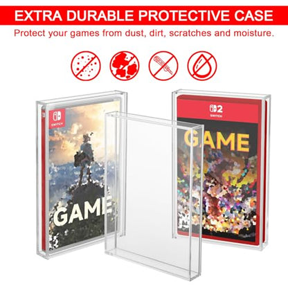 Clear Acrylic Game Protective Case for Switch 1 & 2 Games | 3mm Thick Dustproof Wall Storage Holder, Display Case for Switch Game, Pack of 1