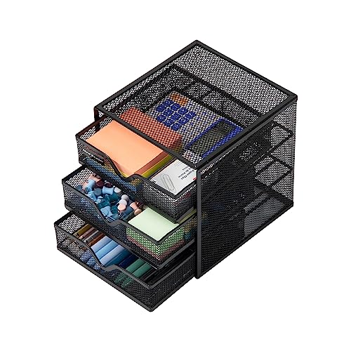 Mind Reader Desktop Accessory Storage, Desk Supplies, Organizer, Office, Metal Mesh, 6.25" L x 6.5" W x 6.5" H, Black (Pack of 4) - size: 6.25"L x 6.5"W x 6.5"H (Pack of 4)