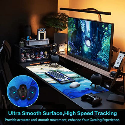 Canjoy Gaming Mouse Pad, Large Extended Mouse Pad Big Computer Mousepad for Home Office Gaming Work 31.5x15.7inch - color: Blue Green Marble